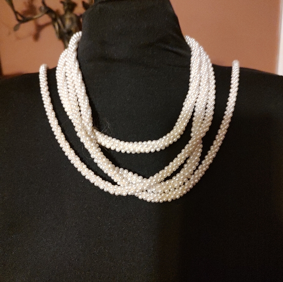▫️🎀▫️Elegant Vtg 80's Lusterous Art Deco Style Multi-Strand Seed Pearl Necklace - Picture 6 of 16